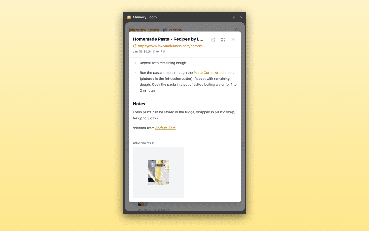 Attach images to memories