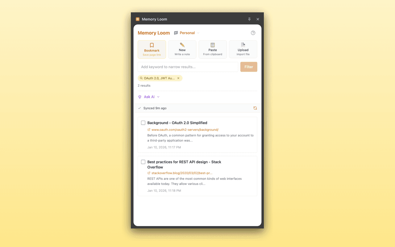 Memory Loom interface